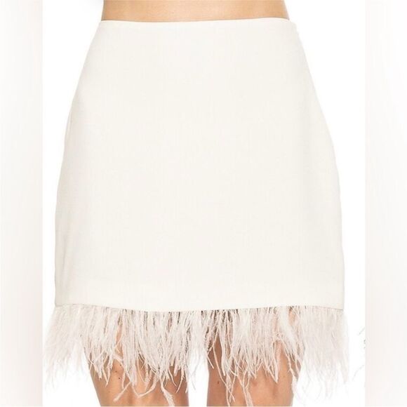 NWT Alexia Admor Flora Ostrich Feather Mini Skirt size 6 - Picture 7 of 9